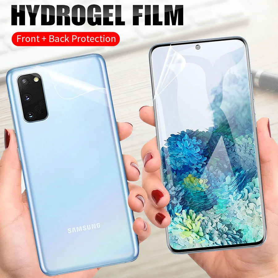 Передняя + задняя Защита экрана для Samsung Galaxy S20 Ultra S8 S9 Plus Note 20 9 8 10 Lite Гидрогелевая