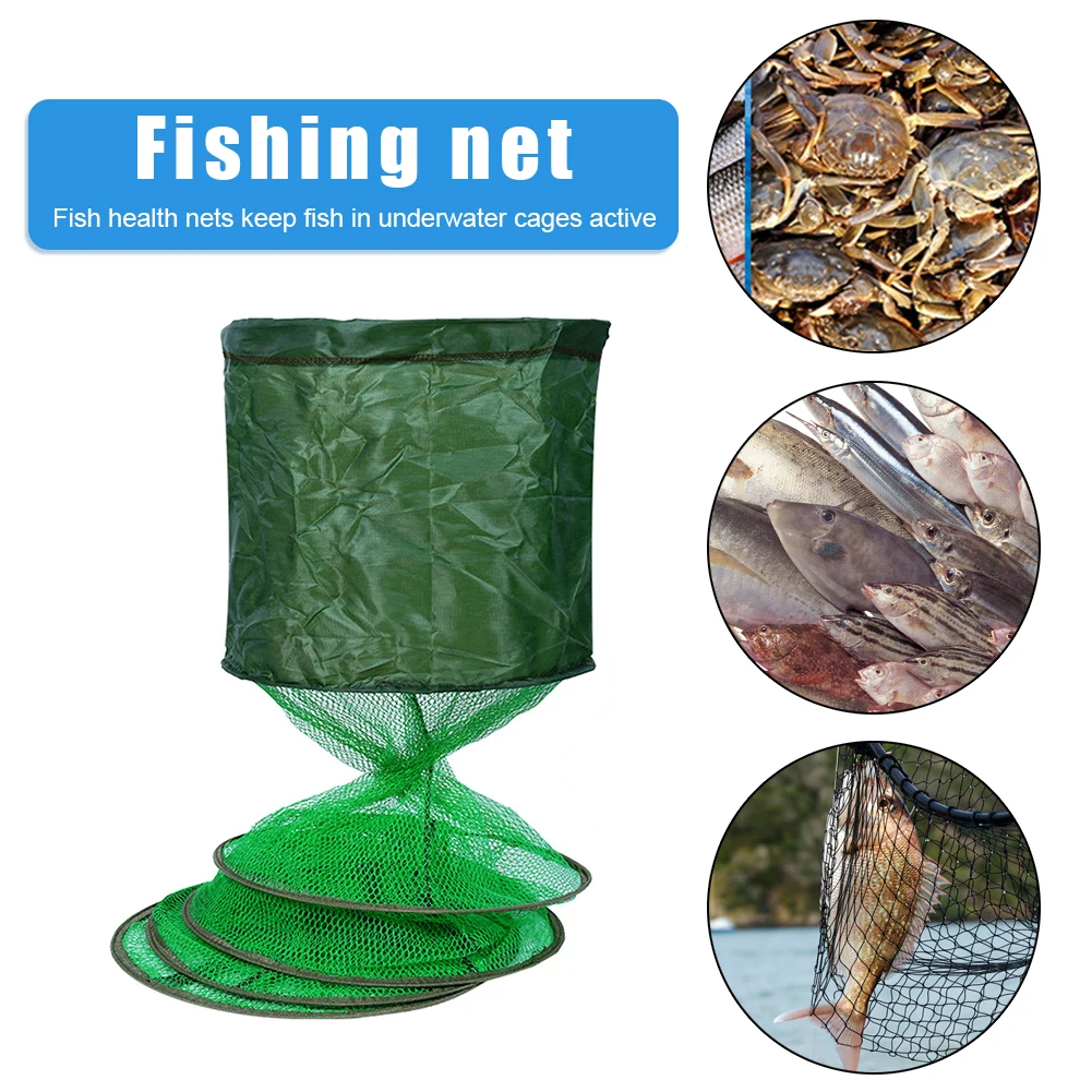 1m Nylon Fish Net Alloy Fish Trap Live Fishing Cage Basket Collapsible  Portable Mesh Fishing Bait Storage Cage fishing accessory - AliExpress