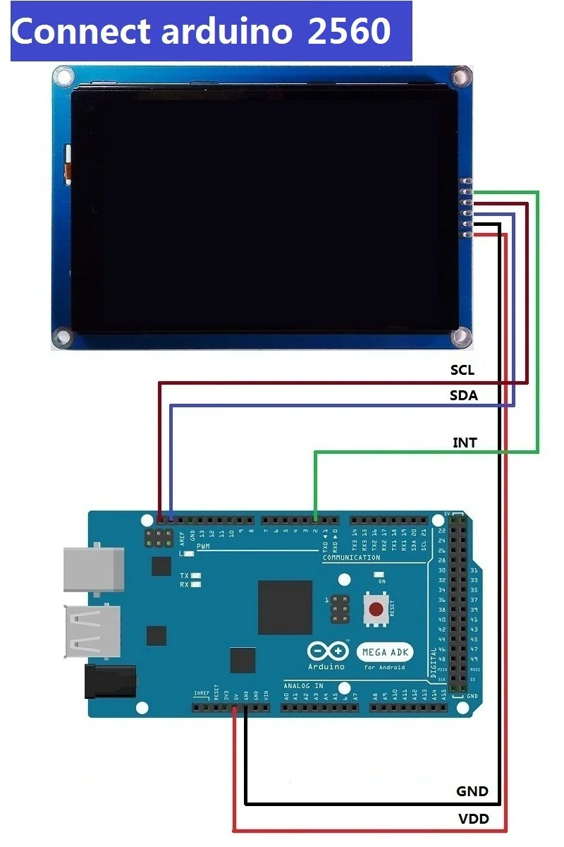 i2c iic display lcd módulo capacitivo tela