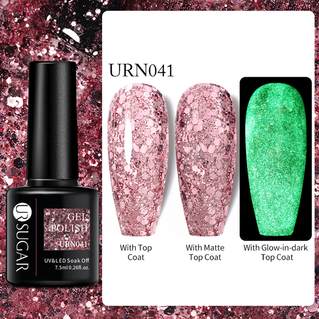 SUGAR Luminous Gel Top Coat Semi Permanent Glow In Dark Fluorescent Soak Off UV LED Color Gel Nail Varnish Nails for Manicure