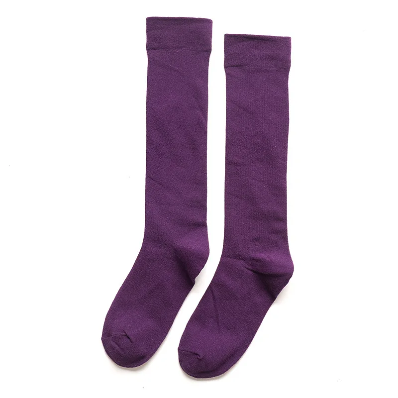 Ретро-носки для женщин, хлопковые одноцветные анти-фрикционные длинные гольфы, японские стандартные удобные счастливые носки, женские повседневные - Цвет: Фиолетовый