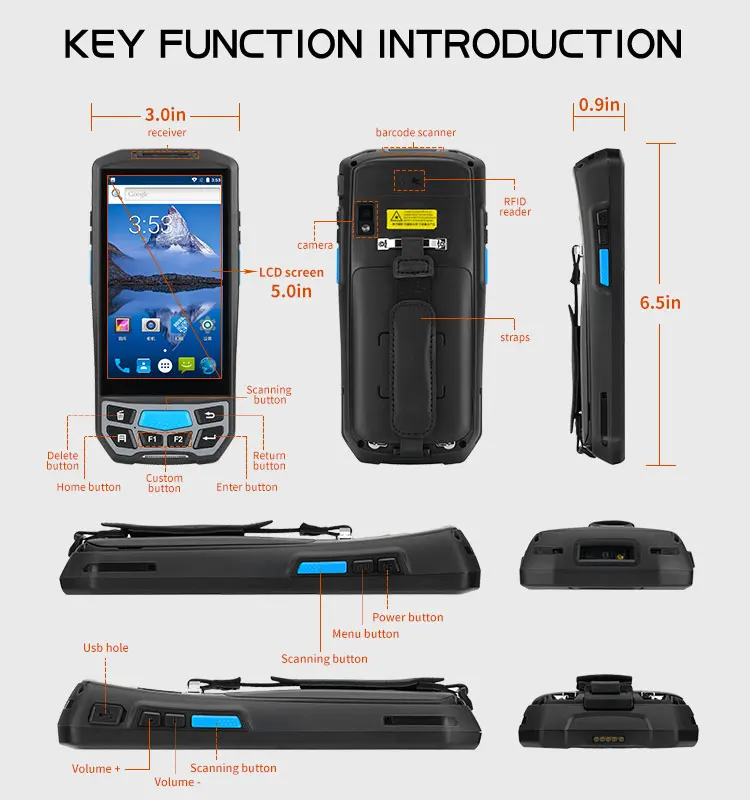 book scanner Android Data Collector PDA Handheld POS Terminal 4G Wireless  Bluetooth 1D 2D  Barcode Sacnner Reader For Warehouse System laser scanner