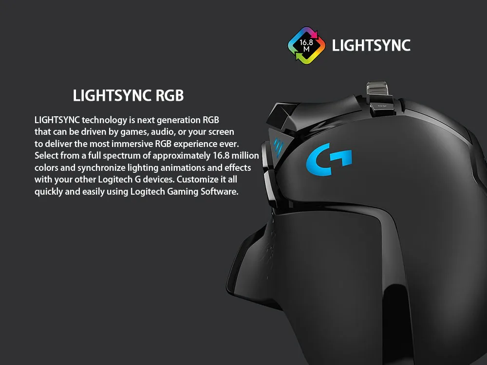 Logitech G502 HERO High Performance Gaming Mouse with 16,000DPI Programmable Tunable LIGHTSYNC RGB for Mouse Gamer Hero Sensor