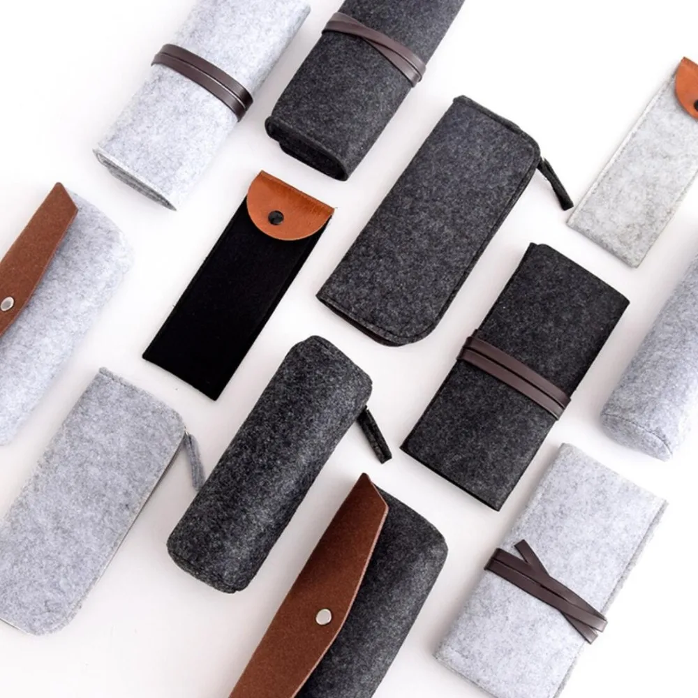 buy Creative Simple Felt Capacity Pencil Bag Stationery Storage Organizer Pencil Case Box School Supply Gift Stationery