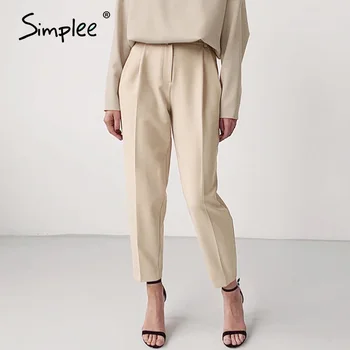 

Simplee Elastic High waist blazer pants women Fashion pants spring female long pants Office lady work wear bottom trousers