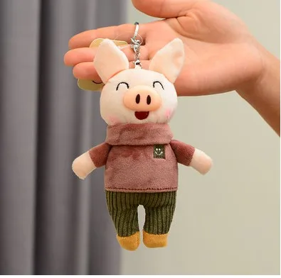 10-15plush Забавный персональный шарф Свинья флис кулон пушистый брелок для ключей Фигурки Игрушка Свинья разнообразие хорошее качество фестиваль подарок - Цвет: 2