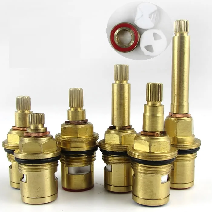 1/4 Turn G1/2 Double Teeth Brass cartridge Accessories Hot Cold Faucet Switch Ceramic Valve Core Double-handle Faucet Valve Core