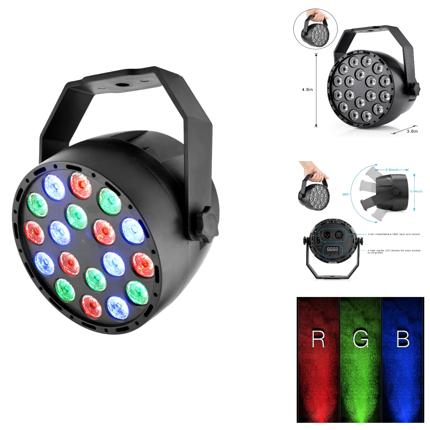 RGB 18 Вт Led par Светильник сценический диско dj событие Рождественский декоративный светильник, DMX512 Master/Slave оснастка для развлечения
