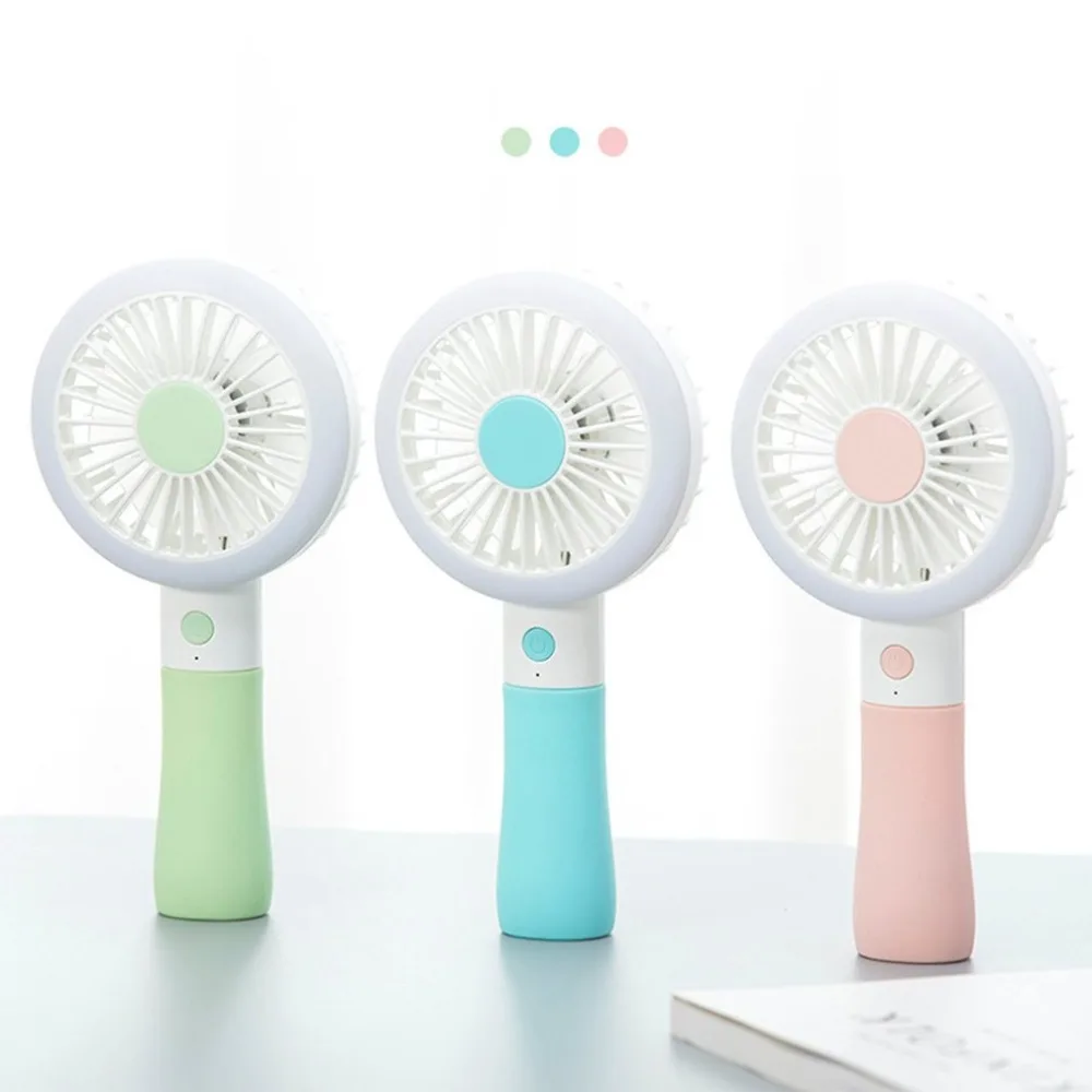 

Portable Handheld Summer Cooling Fan Electric USB Power Mini Fan Cooler With LED Light for Home Office Gift