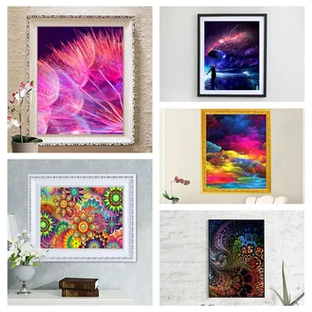 

Psychedelic Colored Pattern Frameless 5D DIY Diamond Painting Cross Stitch Craft Kit Paint by Number Kits Full Diamond