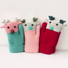 Рождественские детские перчатки, милые теплые стеганые теплые перчатки на лямках для маленьких мальчиков и девочек 2-8 лет, Детская верхняя одежда