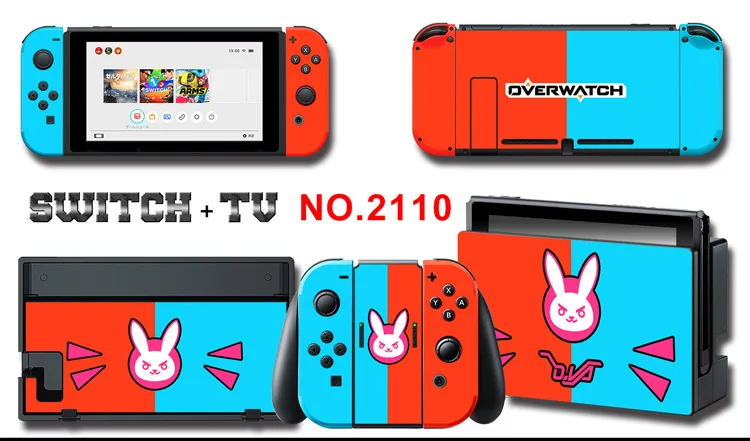 1set New Cute Anime Full Body Sticker for NS Switch Protective Cover Skin Colorful Art for Game Console Joy-Con Controller Decor