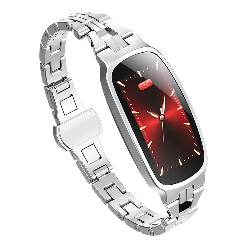 Серебристый B72 Bluetooth Смарт-часы для женщин IP67 водонепроницаемый монитор сердечного ритма кровяное давление камера фитнес-трекер умные часы - Цвет: Серебристый