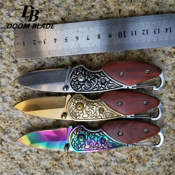 

12PCS/LOT 5.3" 58HRC folding knife outdoor self-defense knife multi-function stainless steel camping barbecue fruit knife