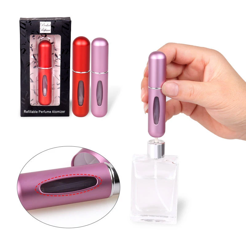 

1pcs 5ml portable mini recyclable perfume bottle with spray perfume pump, empty cosmetic container, spray atomizer travel bottle