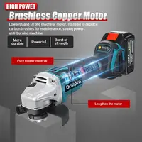 Drillpro 125MM Brushless Electric Angle Grinder 4 Speed Cutting Machine Power Tool +Lithium-Ion Battery For Makita 18V Battery 2