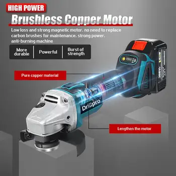 Drillpro 125MM M14 Brushless Electric Angle Grinder Cutting Machine With Lithium-Ion Battery Power Tool for Makita 18V Battery 2