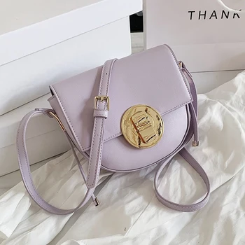 

PU Leather solid Color purple Crossbody Bags For Women 2020 Fashion Small Shoulder Bag Female Handbags And Purses Saddle Bag
