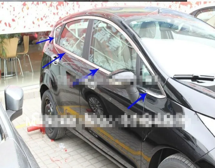 2009-2011 Fiesta 8dr высококачественная нержавеющая стальная оконная отделка полосы порога
