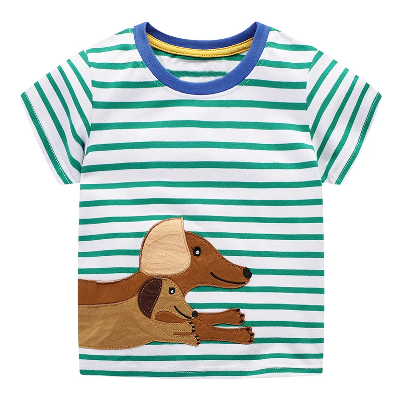 Детская одежда футболки с изображением динозавра с блестками для мальчиков, новинка года, летняя футболка детские топы из хлопка с аппликацией