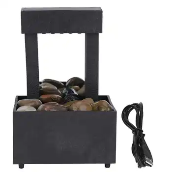 

USB LED Indoor Water Fountain Lighted Waterfall Tabletop Fountain with Stones for Office Home Decor Desktop Decoration