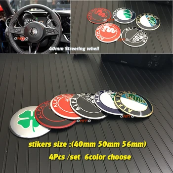 

4pcs/lot 50mm 5cm Auto accessories decals 56mm Alfa Romeo car Wheel Center Hub Cap 3d 40mm Steering Wheel Badge Emblem Sticker