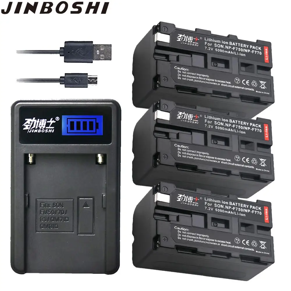 3 шт. 5000 мА/ч NP-F750 NP-F770 NPF750 NP F750 F770 Батарея + USB Зарядное устройство для sony NP-F550 NP-F970