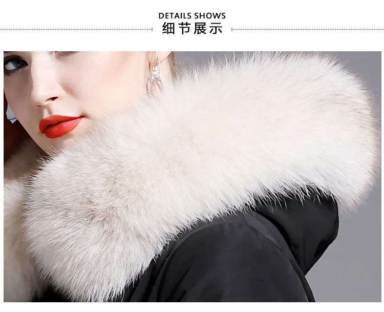winter new down jacket women's fashion temperament large wool collar Korean slim and thickened coat medium length 429