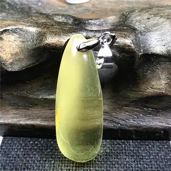 

Genuine Natural Yellow Amber Necklace Pendant For Woman Man Crystal 27x10x7mm Bead Silver Water Drop Clear Stone Jewelry AAAAA