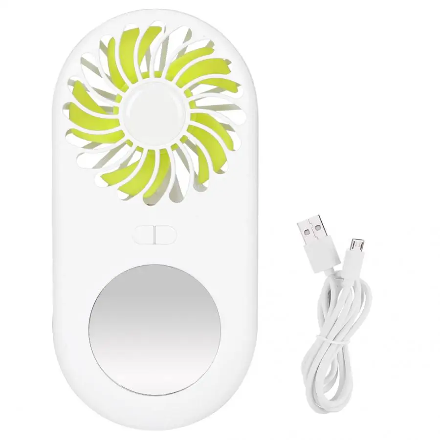 

Portable portable electric fan USB rechargeable cooling fan 3-speed wind speed setting with Mini Cosmetic Mirror