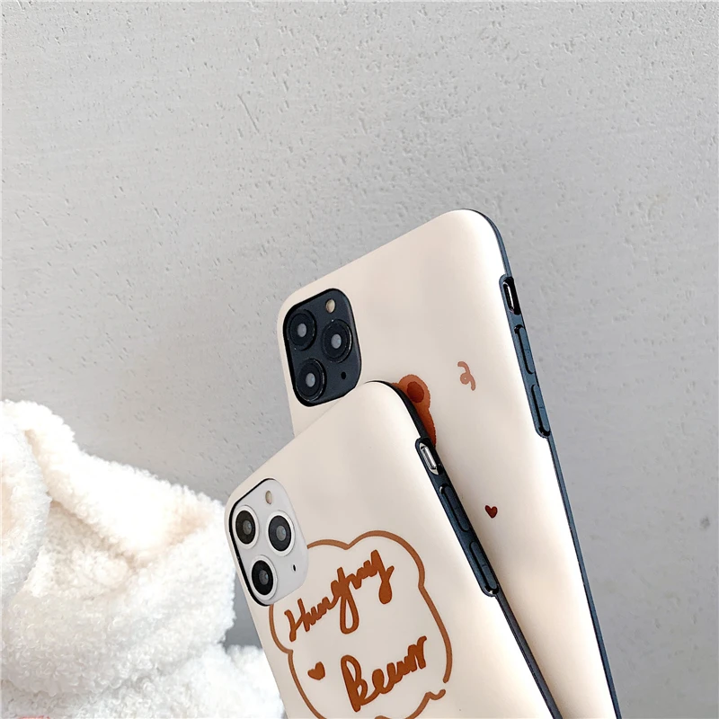 Милый медведь bump текстура чехол для телефона для Iphone X Xr Xs Max 11 Pro Max 6 7 8plus Мягкий IMD матовый чехол задняя крышка Fundas