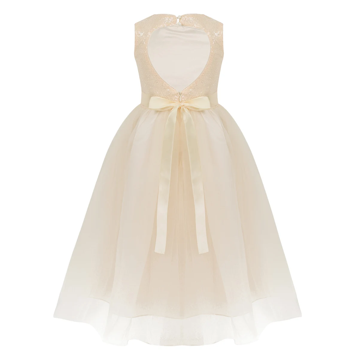 heart shaped back flower girl dress