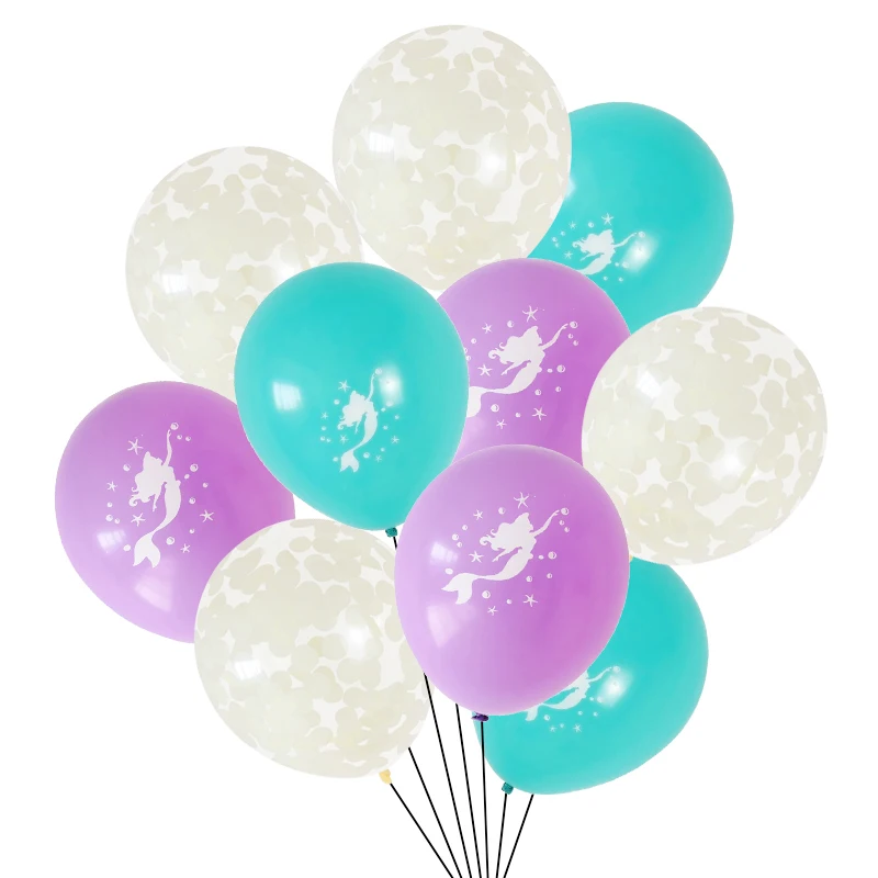 10 шт. Русалочка воздушные шары многоцветный воздушный шар "Конфетти" шарики для свадьбы, дня рождения, вечеринки, украшения для детского душа - Цвет: Мятно-зеленый