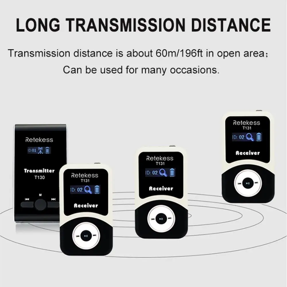 Retekess T130 Wireless Tour Guide System Transmitter Receivers For Church Translation Excursion Factory Training Cycling Tour