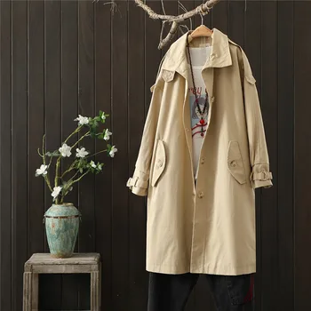 

2020 Spring Autumn Women Trench Coat New Fashion Female Loose Thin Long Trench Office Lady Windbreaker Business Outerwear Tops
