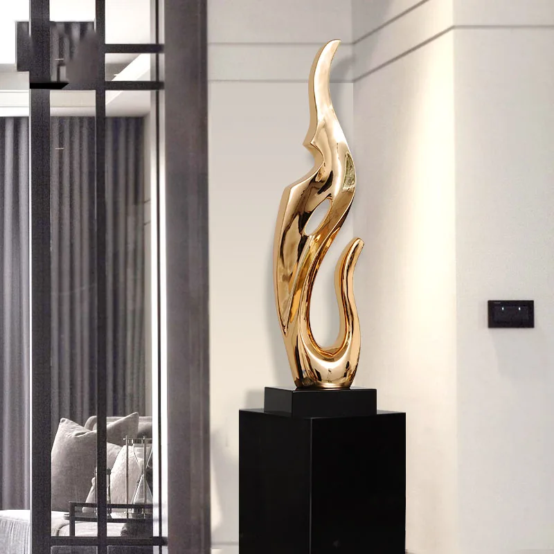 GOLD SILVER ABSTRACT FIRE DESIGN SCULPTURE 2 GOLD SILVER ABSTRACT FIRE DESIGN SCULPTURE 2