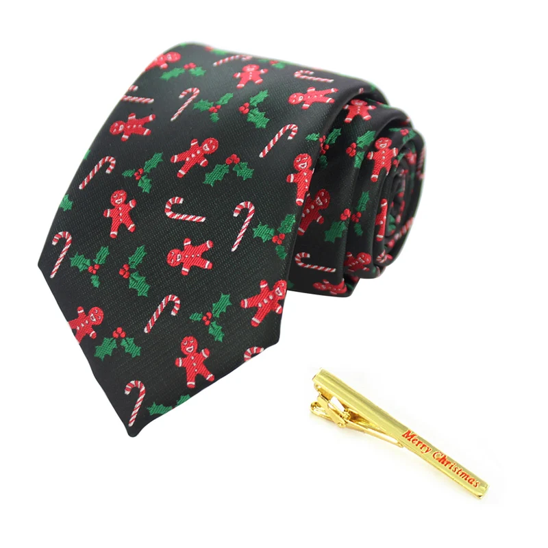 KAMBERFT Шелковый Рождественский галстук и зажимы для галстука, модный галстук 8 см, снежный Санта дизайн для мужчин и детей, рождественский подарок - Цвет: 15