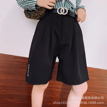 

2020 autumn new girls' pants all-match suit pants loose five-point pants trend