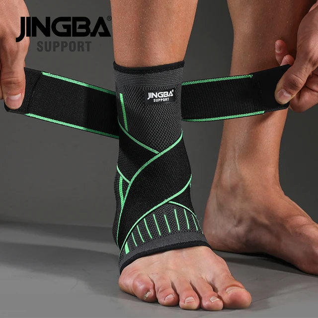JINGBA SUPPORT 1 PCS Protective Football Ankle Support Basketball Ankle Brace Compression Nylon Strap Belt Ankle Protector Green Bandage Ankle