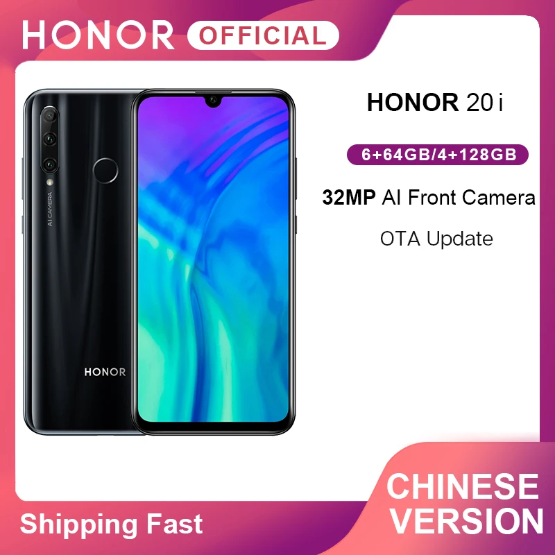 Honor 20i 20 i смартфон lite Kirin 710 Восьмиядерный фронтальный 32MP задний 24MP Тройная камера