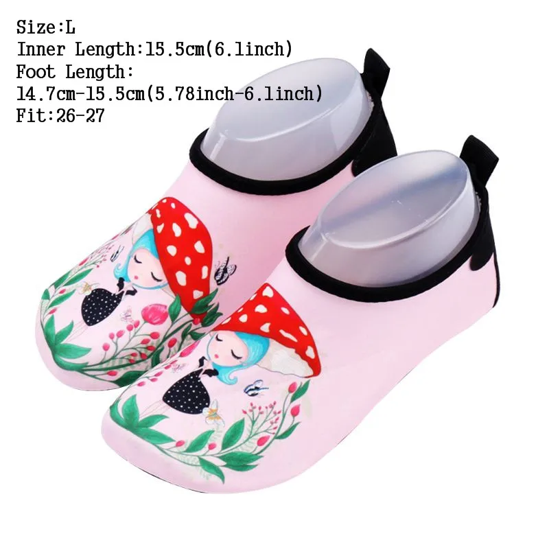 Детская пляжная водонепроницаемая обувь для плавания быстросохнущие дышащие Носки с рисунком гриба для девочек, с цветочным рисунком, с нескользящей подошвой - Цвет: 3--L