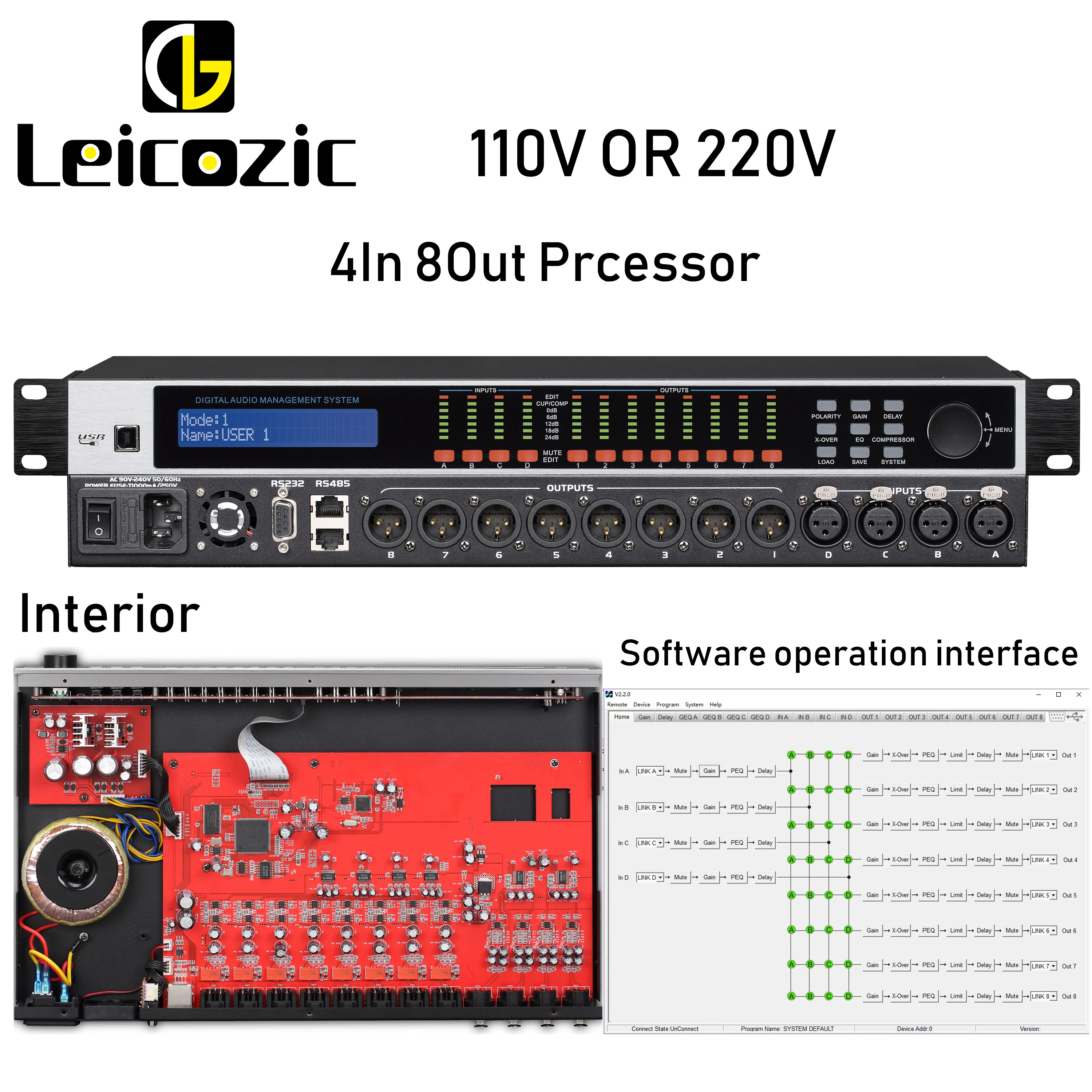 Аудиоколонка Leicozic DANT4.8 процессор для управления аудиоколонками DSP
