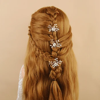 

YouLaPan Women Bridal Hair Clip Accessories Rhinestone Hair Clips Bridal Hair Pins for Woman Silver Hair Pins for Girls HP57-S