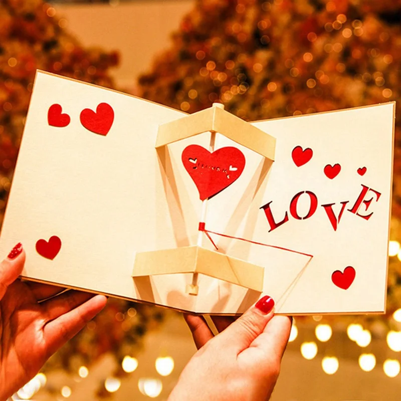  Love 3D PopUP Cards Valentines Day Gift Postcard With Envelope Stickers Wedding Invitation Greeting - 4.00051E+12