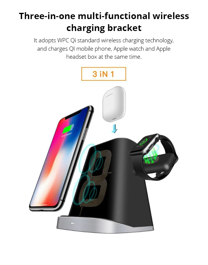 Bonola 3 in1 Wireless Charger Stand For iPhone XsMaxApple WatchAirpods  (2)