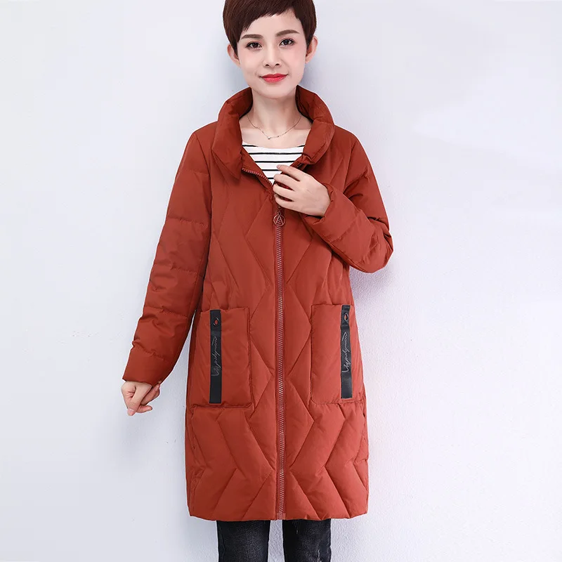 

2018 New Style Fashion Winter Coat Middle-aged Large Size WOMEN'S Wadded Jacket Korean-style Mid-length Loose-Fit Cotton-padded