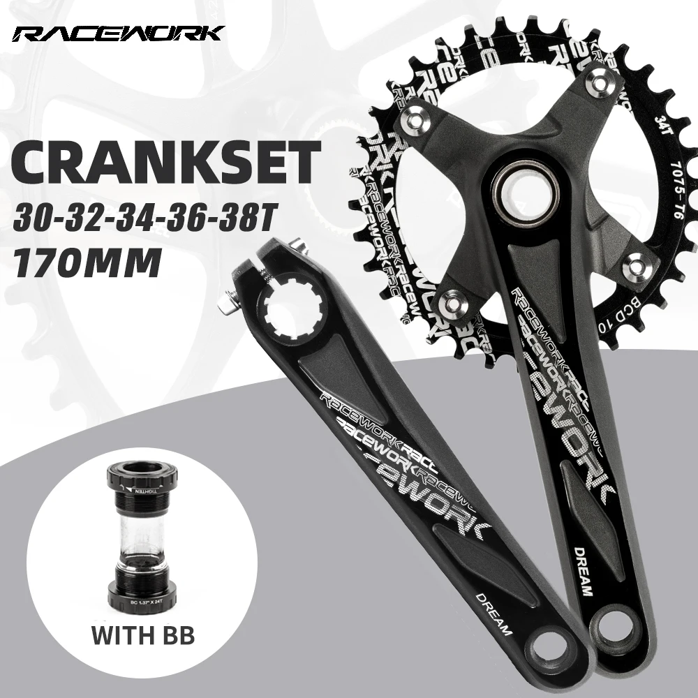 Bike Crankset 38t-Plate MTB Bottom-170mm-Crank 32T Chainwheel 104bcd with Black 34T 36T