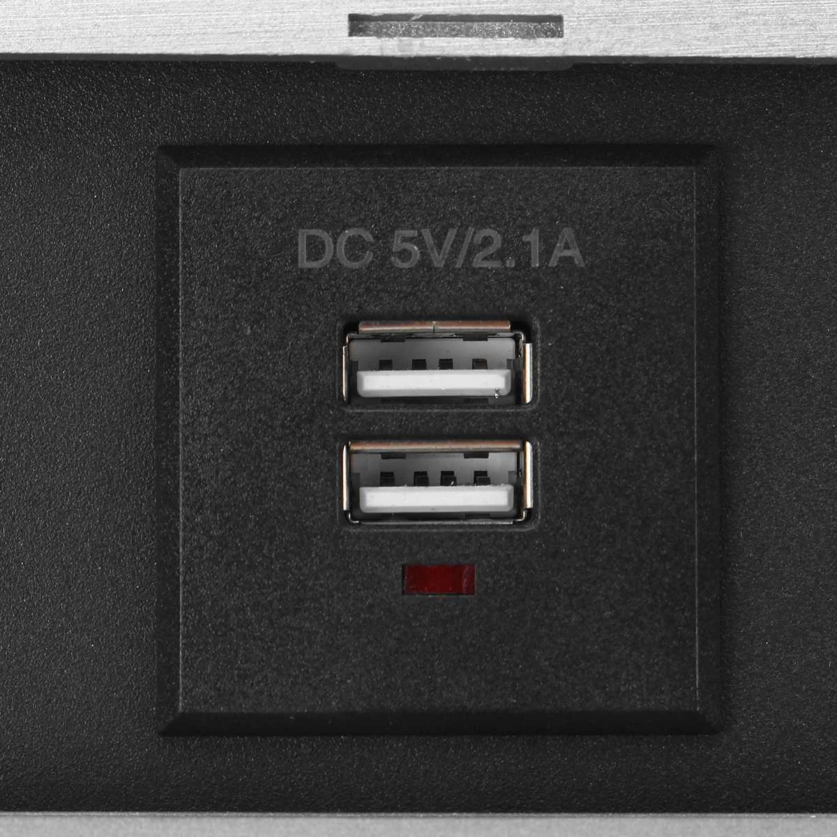 16A 2 power EU розетка Серебряный алюминиевый сплав замедленная двойная USB зарядка порт 2.1A офисный стол настольная розетка черная стальная коробка