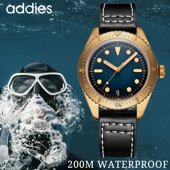

Top Brand ADDIES Luxury Bronze Dial Diver Mens Mechanical Automatic Watches Japan NH35 Movement Sapphire Glass Relogio Masculino