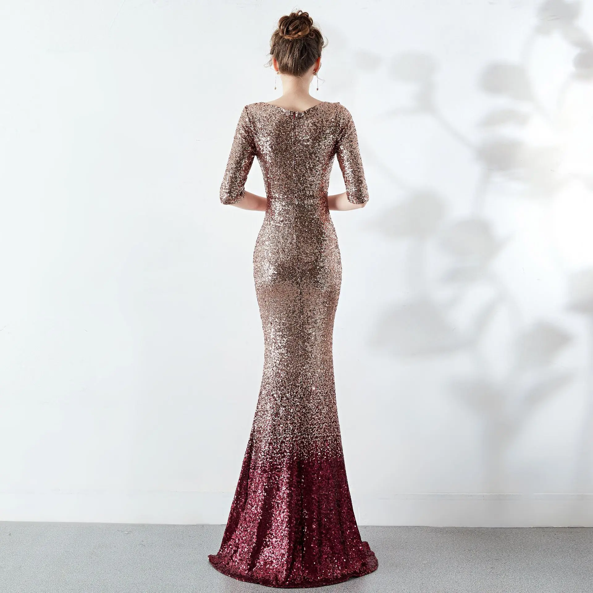 Sexy Dress Mermaid Sequined Dusty Rose Bridesmaid Dresses Women Wedding Party Dress Gold Bridesmaid Dresses Vestido De Festa